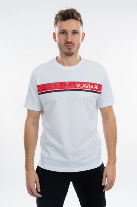 Triko Slavia Stripe muži bílá