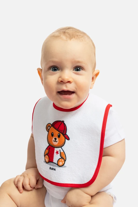 Dětské bryndáky s medvídkem 2pack děti červená/bílá