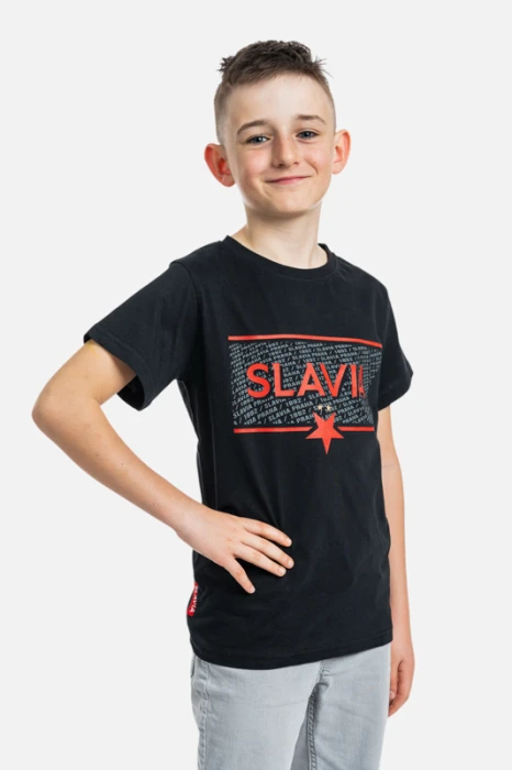 Triko Slavia chest logo děti černá
