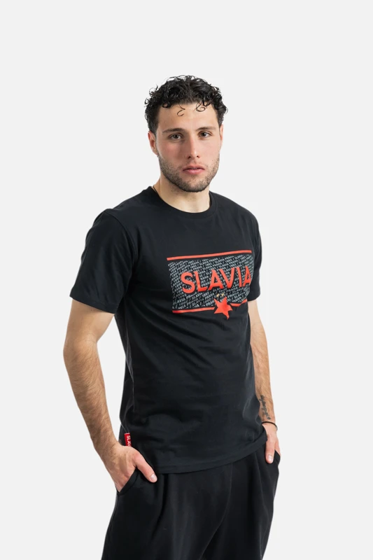 Triko Slavia chest logo muži černá