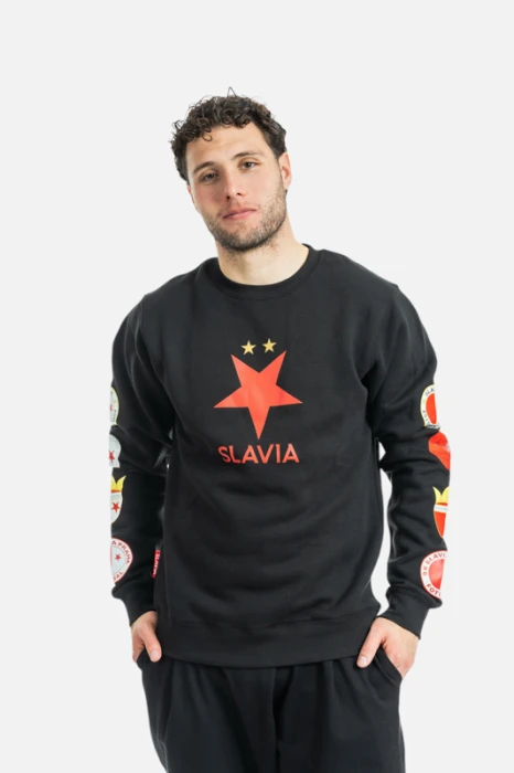 Mikina Slavia Crewneck logo evolution muži černá