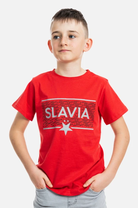 Triko Slavia chest logo děti červená