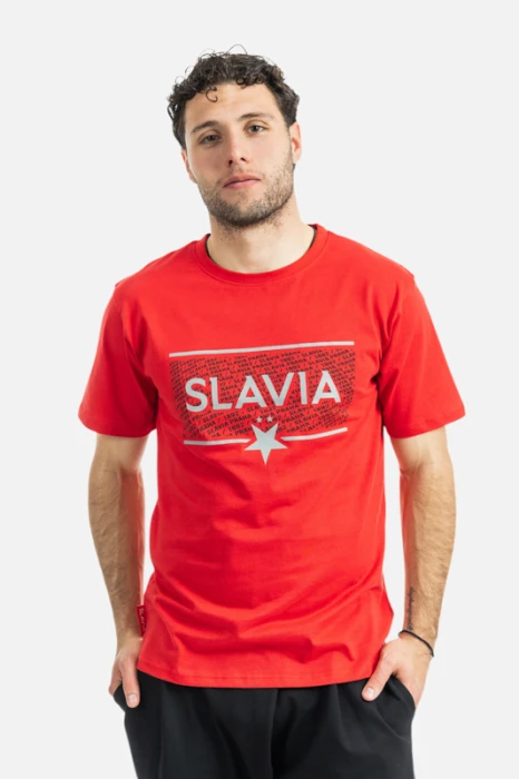 Triko Slavia chest logo muži červená