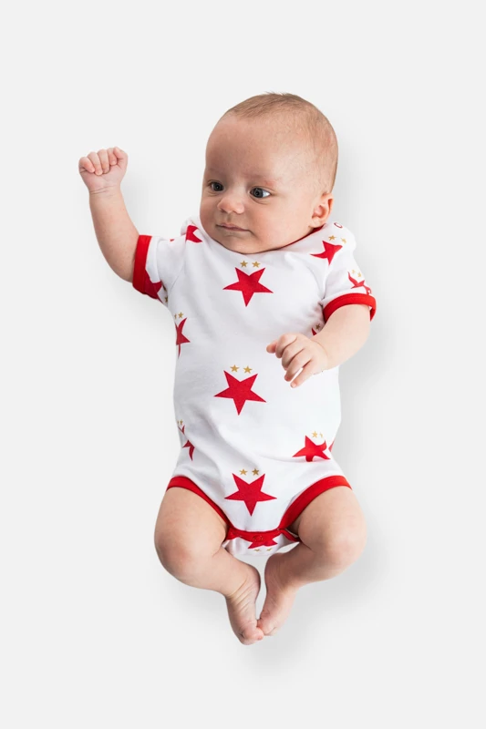 Dětské body Hvězdičky  červená/bílá